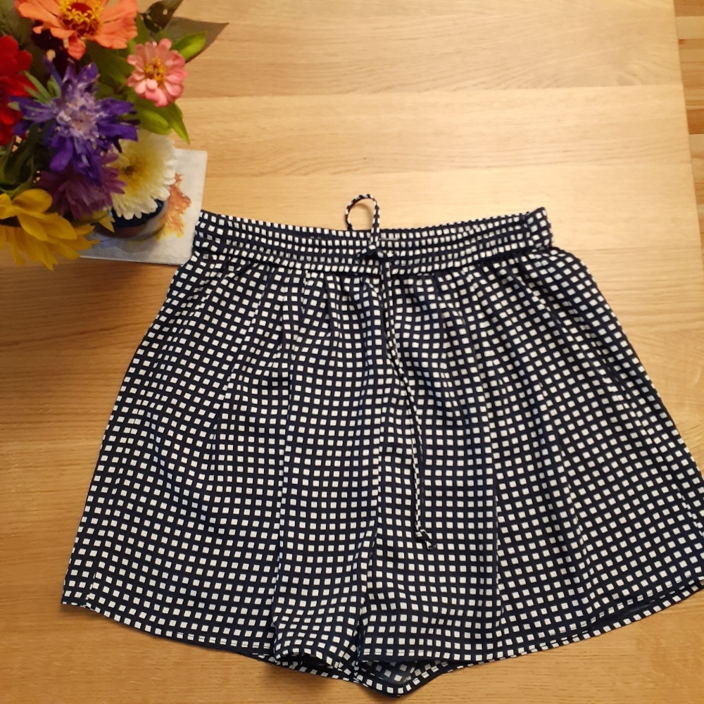 J. Crew Navy and White Gingham Drawstring Women's Shorts